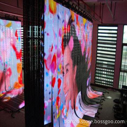High-resolution outdoor flexible rental stage bar LED curtain screen